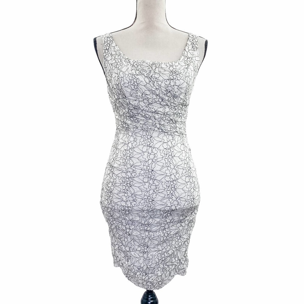 EXPRESS White Black Floral Print Bodycon Dress